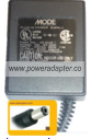 MODE DV-9500 AC ADAPTER 9VDC 0.5A +(-) 2x5.5mm 500mA 120vac PLUG